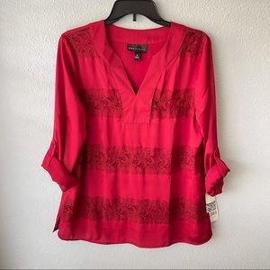 DANA BUCHMAN LACE LONG SLEEVE BLOUSE